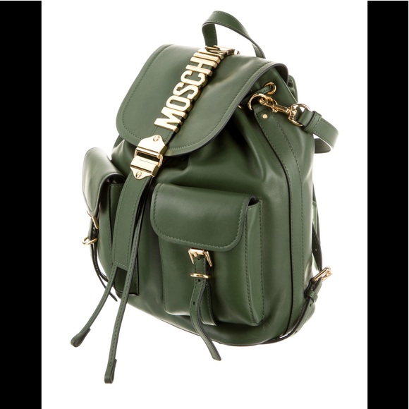 🤩💕NEW, RARE MOSCHINO BACKPACK‼️ BEAUTIFUL GREEN LEATHER💕🤩 - Picture 4 of 6